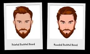 man with a pointed ducktail and a man with a rounded ducktail credit: black comb beards