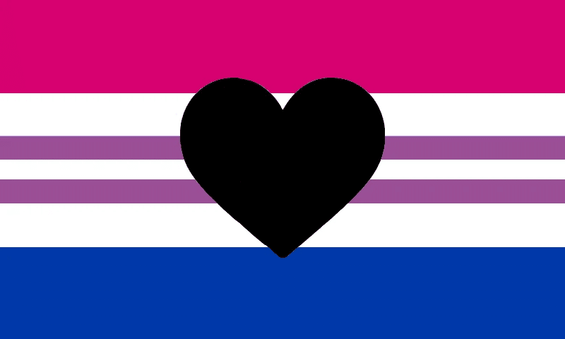 A version of the biromantic flag featuring a black heart