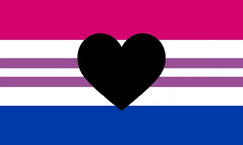 A version of the biromantic flag featuring a black heart