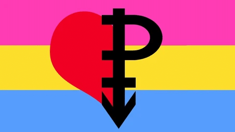 Panromantic Pride Flag with a Pansexuality Symbol
