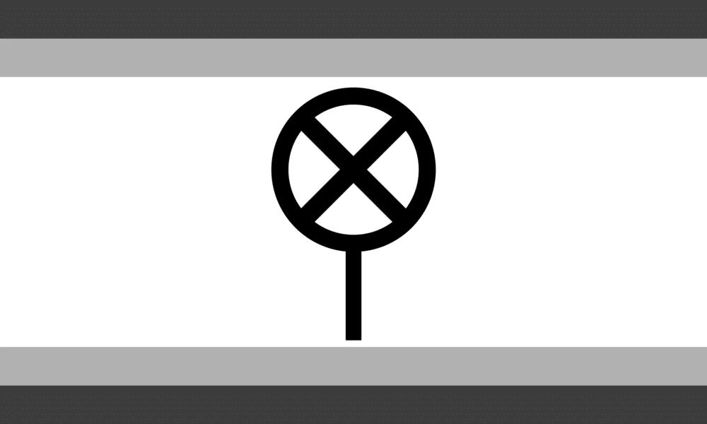 Black, grey and white version of the genderless flag