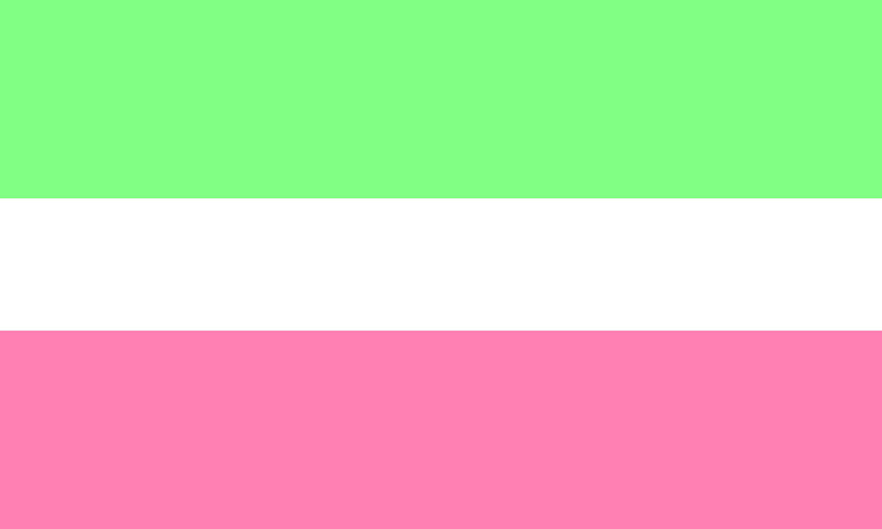 Three stripe version of the mirrored pronoun flag