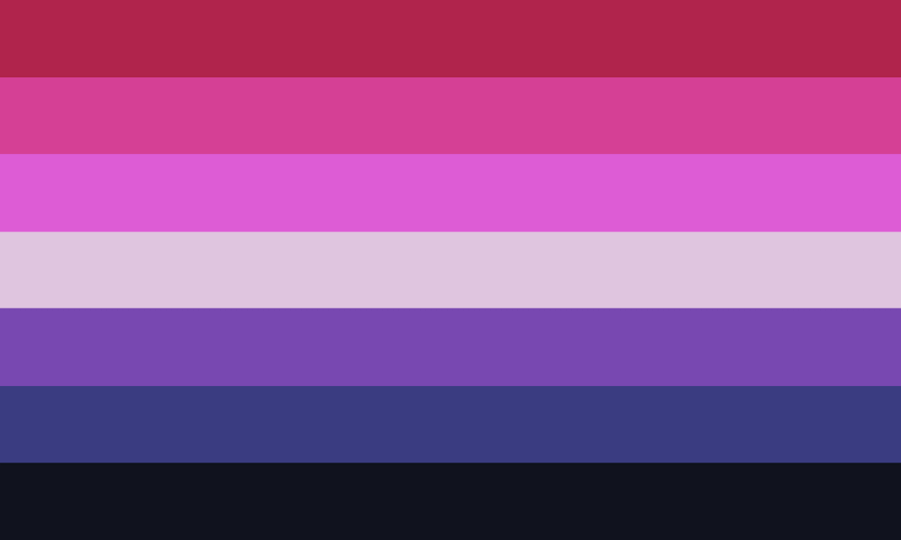 An alternate version of the genderfluid lesbian flag